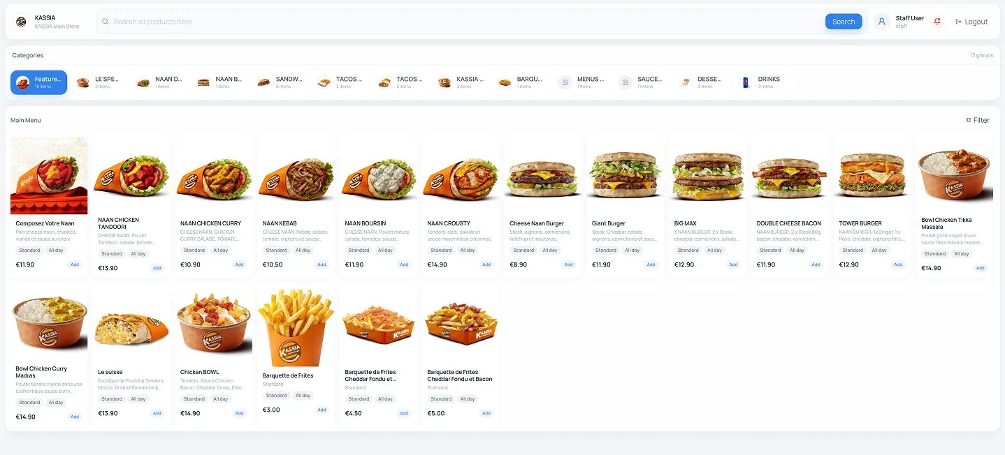 Doyfood POS staff interface live view