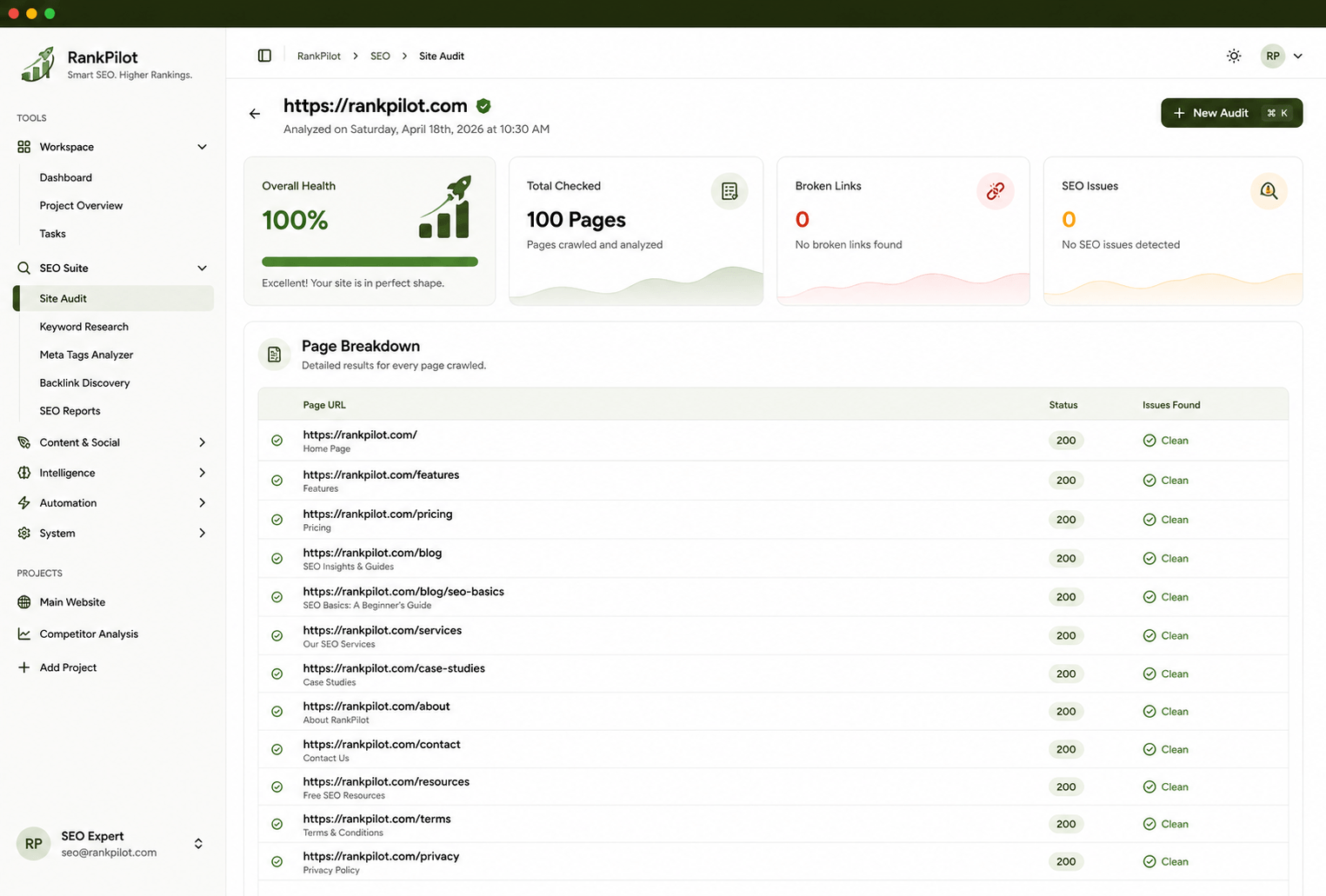 RankPilot SEO interface preview 2